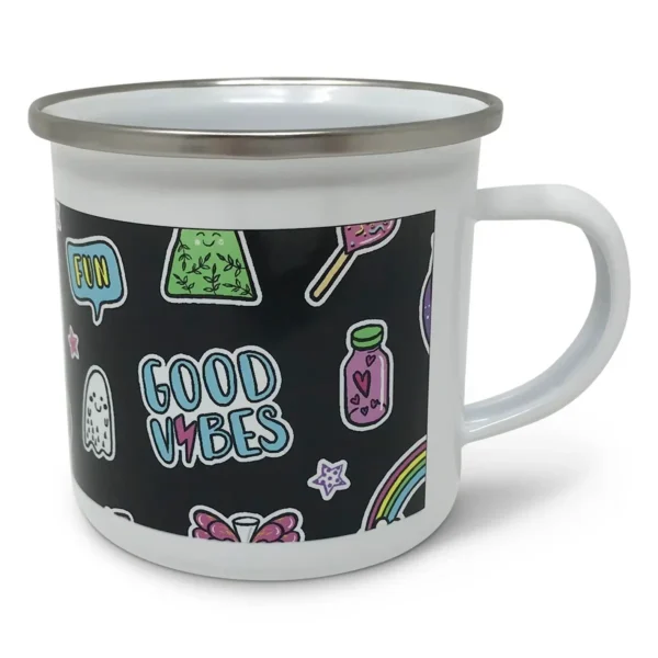 Enamel Cup with Stainless Silver Rim 12oz- XP5025 - Image 2