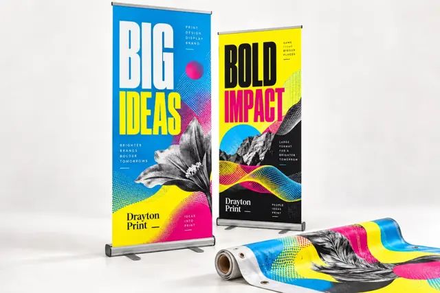 Colourful banner and display print mockups